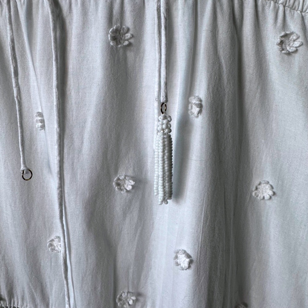 Farm Rio White Mini Dress Floral Embroidered Boho Medium Beach Resort‎ Romantic - Picture 9 of 11